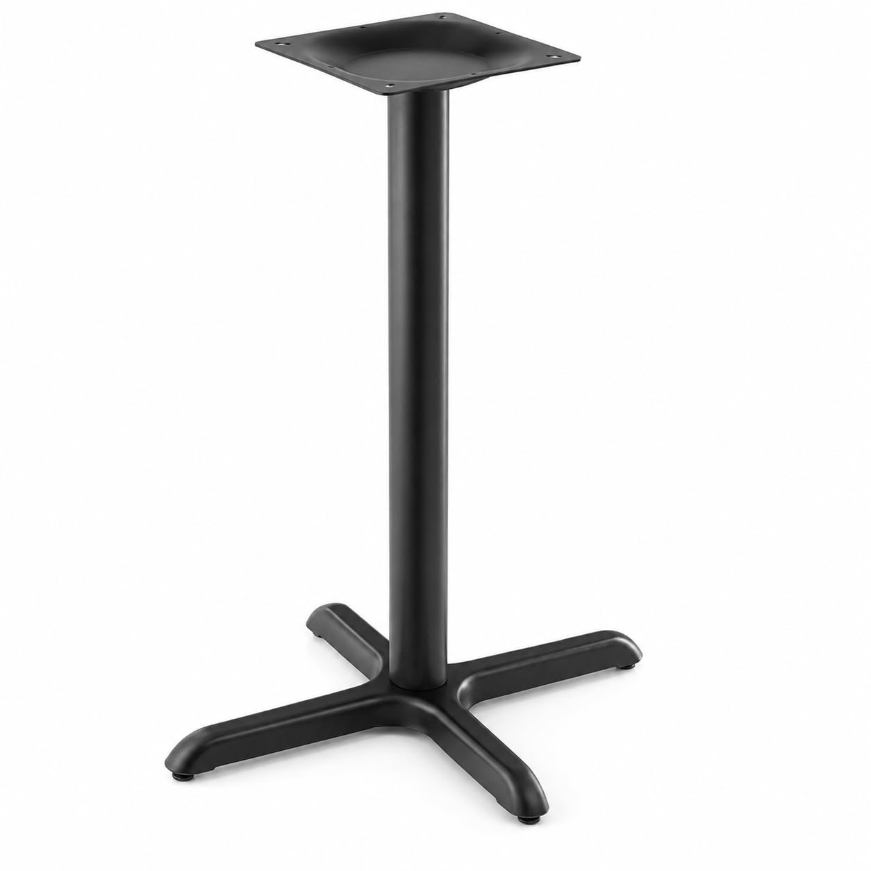 Glownary Excalibur Cross Table Base, Black E-Coated Steel, 22x30 Inch, 3 Inch Counter Height Column, Indoor Outdoor Commercial Use