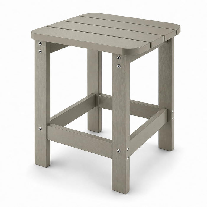 Glownary Adirondack Gray HIPS Side Table, 18 Inch Rectangle, Weather-Resistant, 300 lb Capacity, for Outdoor Use