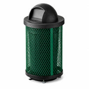 Glownary 36 Gallon Round Outdoor Trash Can, Green Expanded Steel with Dome Lid, Heavy-Duty, 24.6x46.7 Inches