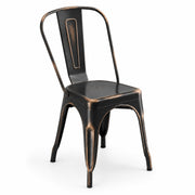 Glownary Alloy Distressed Copper Outdoor Cafe Chair, Steel Metal Construction, 17.5x17.5x33.1 Inches, Stackable, Industrial Modern Style, 400 lb Capacity, Indoor/Outdoor Use
