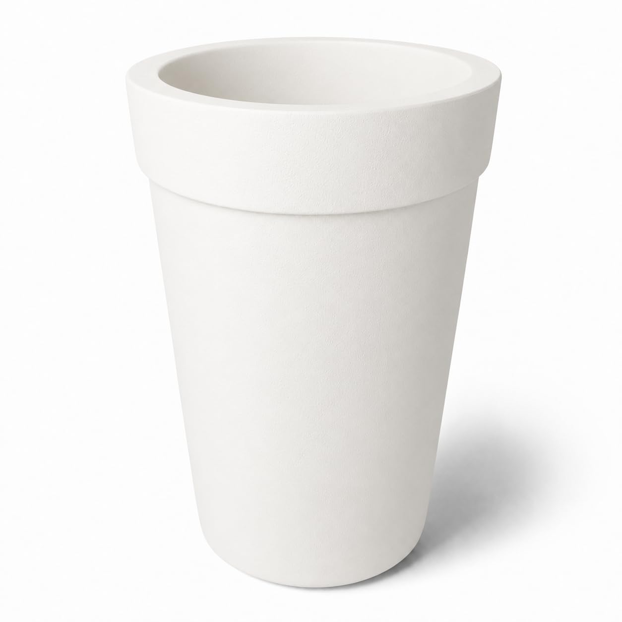 Glownary Cole Round Planter, 21 5/8 x 27 1/2 Inches, White Polyethylene, UV-Resistant, Stackable, Indoor Outdoor Use, 18 Gallon Capacity