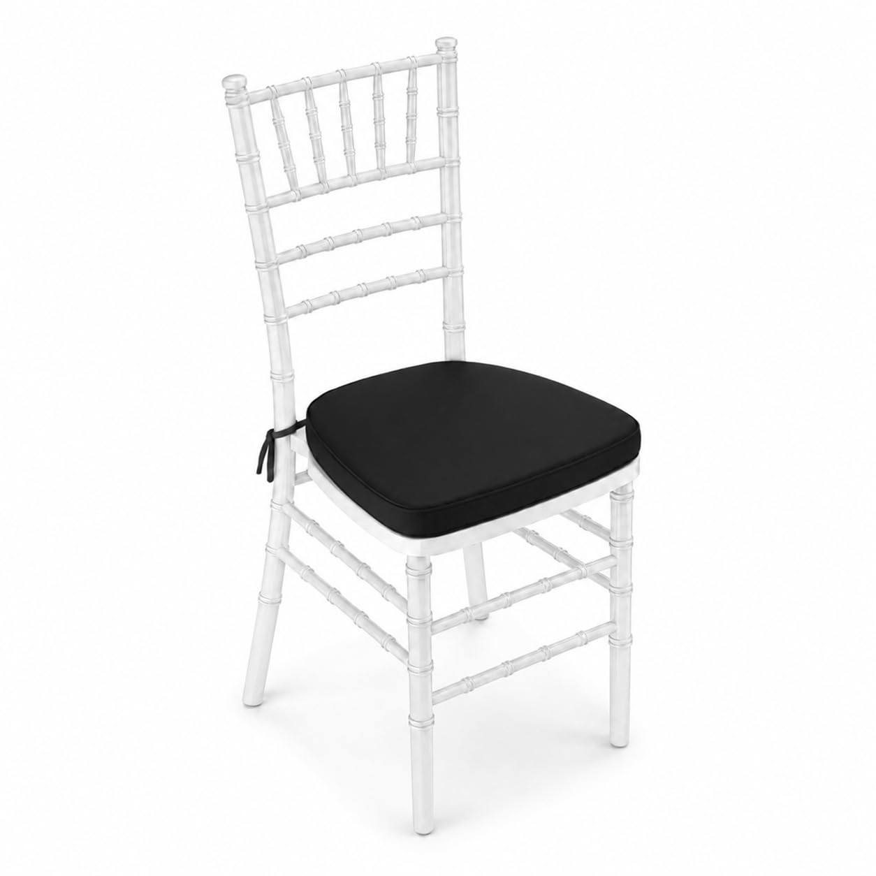 Glownary White Wood Chiavari Chair, Black Cushion, 15.5x15.75x35 Inches, 400 lb Capacity, Stackable, Indoor Outdoor Use