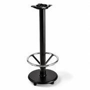 Glownary 17-Inch Bar Height Table Base, Cast Iron with Chrome Footrest, Black Powder-Coated Steel, Self-Leveling Equalizers, Indoor Commercial Use
