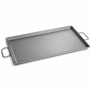 14 x 23 Inch Portable Steel Griddle, Silver, Fold-Down Handles, Dishwasher Safe, Induction Ready, Rectangle, Heavy Duty 7 Gauge, Made in USA