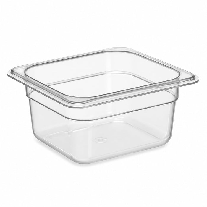Glownary 1/6 Size Food Pan, 4 Inch Deep Translucent Polypropylene, NSF Listed, BPA Free, Chemical-Resistant, Stackable, 6 15/16 x 6 3/8 Inches