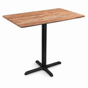 Glownary Excalibur Rectangular Counter Height Table, 28 x 48 Inch, Textured Yukon Oak Finish, Cross Base, Indoor Outdoor Use, Steel Frame, 4 Person Seating