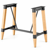 Glownary Industrial Bar Height Trestle Table Base, Bleached Oak and Steel, 45.7x28.2x40.7 Inches, 300 lb Capacity, White, Indoor Use