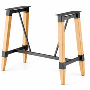 Glownary Industrial Bar Height Trestle Table Base, Bleached Oak and Steel, 45.7x28.2x40.7 Inches, 300 lb Capacity, White, Indoor Use