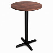 Glownary Excalibur 32-Inch Round Counter Height Table, Textured Walnut Finish, Steel Cross Base, Indoor Outdoor Use, 3-4 Seating Capacity