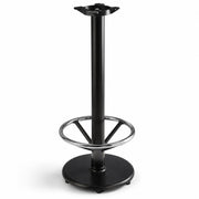 Glownary 17-Inch Bar Height Table Base, Cast Iron with Chrome Footrest, Black Powder Coated Steel, Self-Leveling Feet, Indoor Use