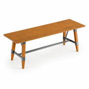 Industrial 96" x 30" Solid Wood Live Edge Trestle Table, Honey Maple Finish