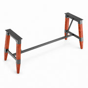 Glownary Industrial Trestle Table Base, Rustic Mahogany Finish, Steel and Wood Construction, 78 x 25.3 x 28 Inches, 400 lb Capacity, for 30 x 96 Table Tops