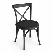 Glownary Vineyard Cross Back Chair, Smokey Black Ashwood, 34.5" H, with 2" Peppery Black Linen Cushion, 300 lb Capacity, Stackable
