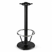 Glownary Cast Iron Bar Height Table Base, 17 Inch Round, Black Powder Coated Steel with Chrome Footrest, Self-Leveling Feet, Indoor Use