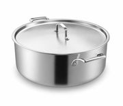 16 Qt Tri-Ply Stainless Steel Brazier with Cover, SS3 Series, Commercial Grade, Silver, 5.5 Inch Height, NSF Listed, Induction Ready