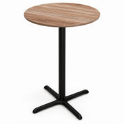 Glownary Excalibur 36-Inch Round Counter Height Table, Textured Yukon Oak Finish, Steel Cross Base, Indoor Outdoor Use, 3-4 Seating Capacity