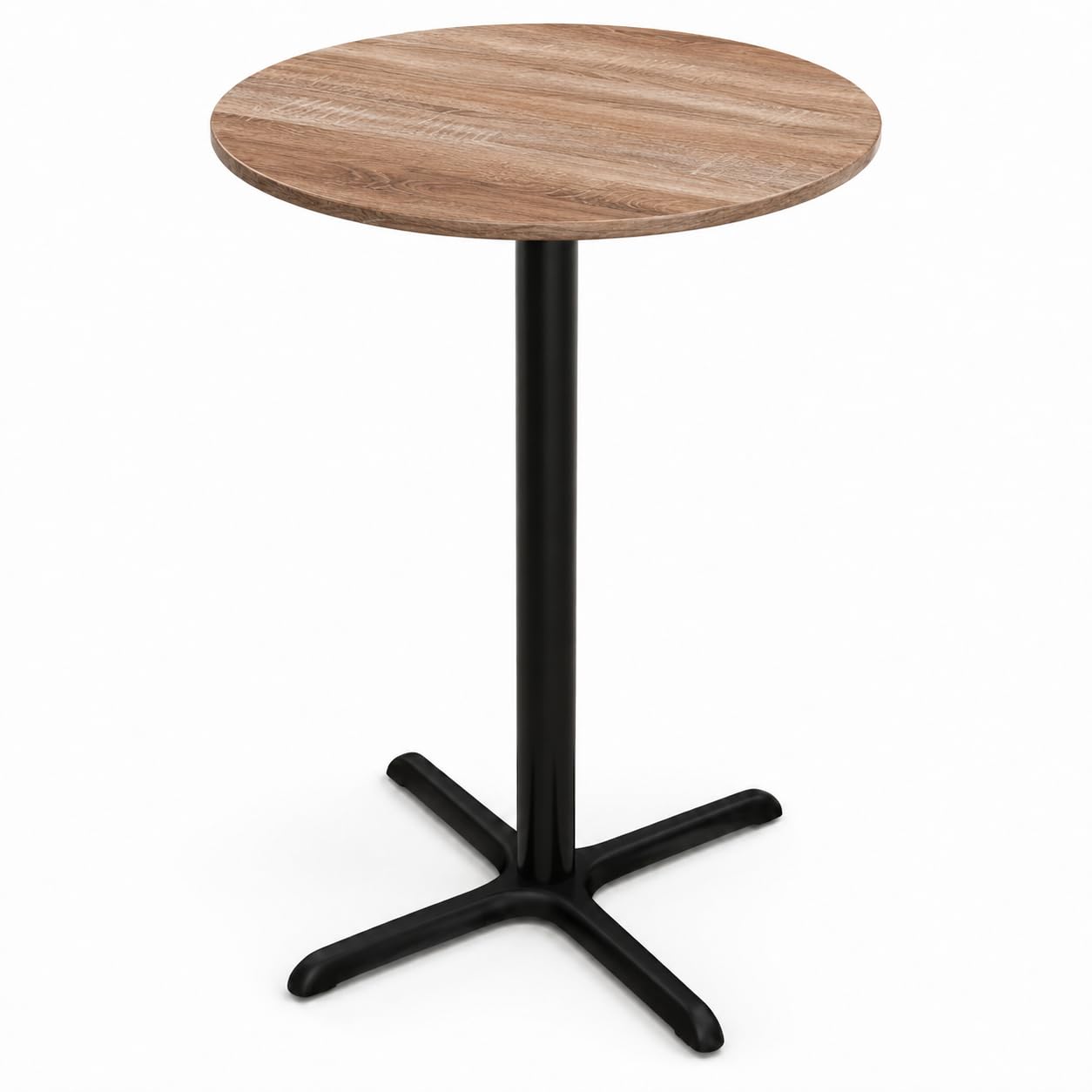 Glownary Excalibur 36-Inch Round Counter Height Table, Textured Yukon Oak Finish, Steel Cross Base, Indoor Outdoor Use, 3-4 Seating Capacity