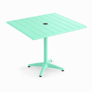 Glownary 36-Inch Square Outdoor Dining Table, Sea Foam Powder-Coated Aluminum, with Umbrella Hole, Standard Height for 2-4 Chairs