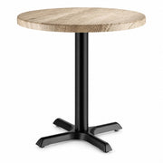 Glownary 30-Inch Round Table, Gray Wood Finish, MDF Standard Height with Cast Iron Base, Indoor Commercial Table for 3-4 Guests