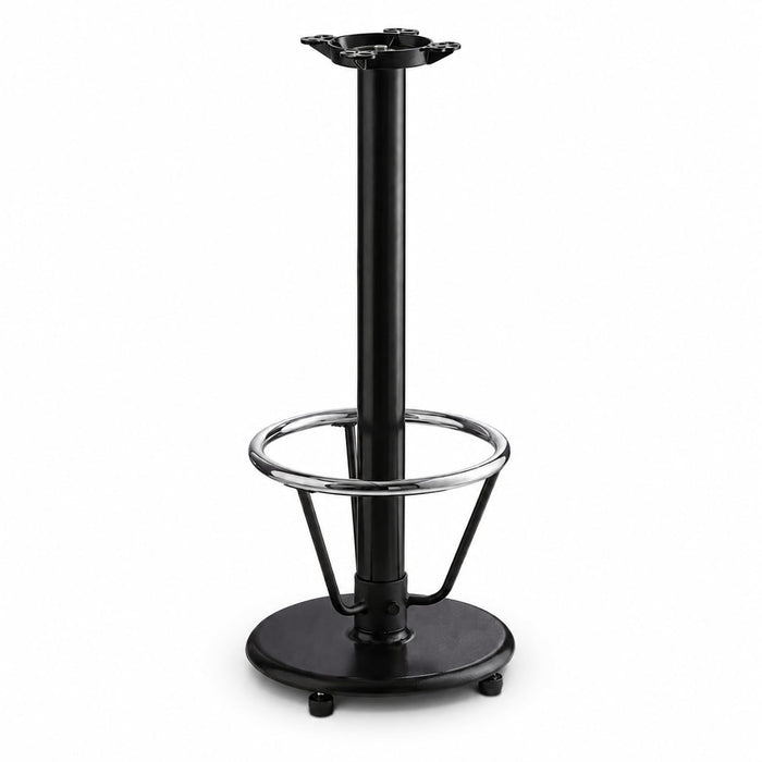 Glownary Cast Iron Bar Height Table Base, 17 Inch, Black Powder-Coated Steel with Chrome Footrest, Self-Leveling Equalizers, Indoor Commercial Use