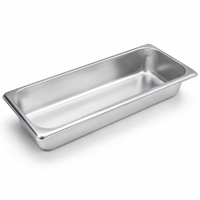 Glownary 1/2 Size Long Anti-Jam Steam Table Pan, 22 Gauge Stainless Steel, 2.5 Inch Deep, NSF Listed, Made in USA, 20.75x6.44 Inches