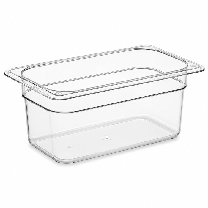 Glownary 1/4 Size Clear Polycarbonate Food Pan, 10.25x6.38x4 Inch, NSF Listed, Stackable, Dishwasher Safe, Rectangle Shape, 2.64 Qt Capacity, for Commercial Kitchen