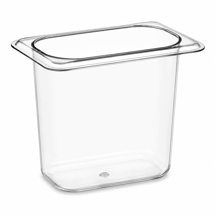 Glownary 1/9 Size Clear Polycarbonate Food Pan, 6.75 x 4.25 x 6 Inches, Stackable, NSF Listed, Dishwasher Safe, Rectangle Shape, Temperature Range -40 to 212°F