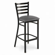 Glownary Ladder Back Bar Stool, Distressed Copper Finish, Dark Gray Vinyl Padded Seat, Steel Frame, 42.5 Inch Height, 330 lb Capacity, Indoor Use