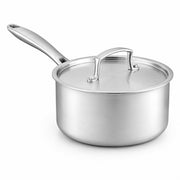 SS3 Series 3.5 Qt Tri-Ply Stainless Steel Sauce Pan with Cover, Silver, Induction Ready, NSF Listed, Riveted Handle, 8 Inch Diameter