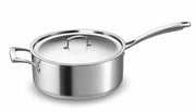 SS3 Series 7 Qt Tri-Ply Stainless Steel Sauce Pan with Cover, Helper Handle, Satin Finish, Induction Ready, NSF Listed, 4.9 Inch Height