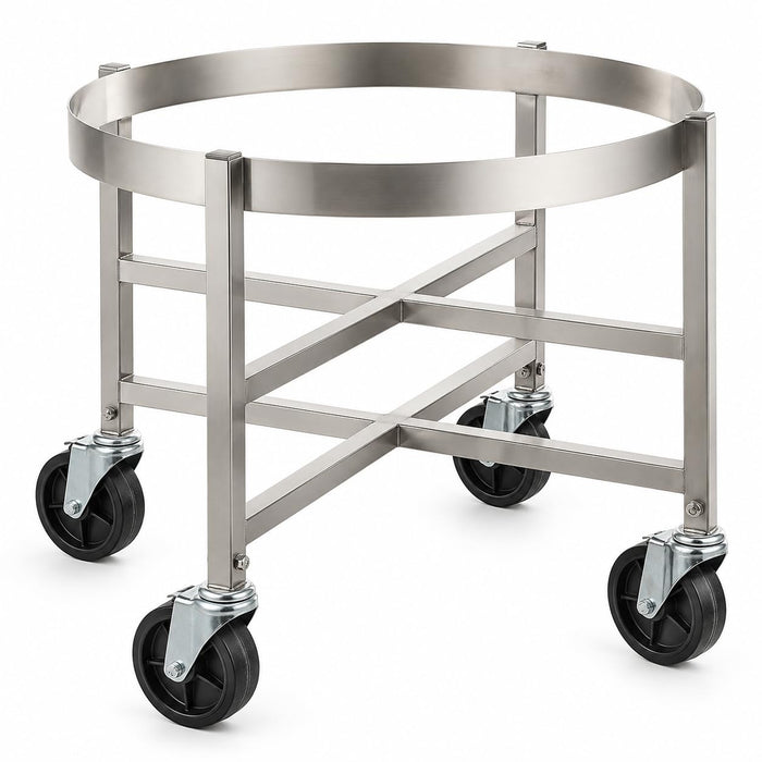 23.5-Inch Commercial Stainless Steel Stock Pot Dolly with Locking Swivel Casters, 304 Grade, Silver, 25x21.25 Inches