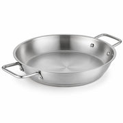 Glownary 14-Inch Stainless Steel Fry Pan with Aluminum-Clad Bottom, Dual Riveted Handles, Induction Ready, NSF Listed, Commercial Grade, 450°F Heat Safe