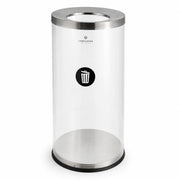 Glownary 17 Gallon Round Trash Can, Clear Acrylic with Stainless Steel Top, 14 x 28.3 Inch, Decorative Indoor Freestanding Waste Bin