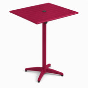 Glownary 32-Inch Square Bar Height Outdoor Table, Sangria Red Powder-Coated Aluminum, UV-Resistant Finish with Umbrella Hole, 42-Inch Tall