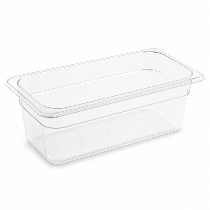 Glownary 1/3 Size Food Pan, Translucent Polypropylene, 4 Inch Deep, NSF Listed, BPA Free, Chemical-Resistant, Stackable, Rectangle Shape, 12.75x6x4 Inches