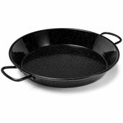 Glownary 8-Inch Enameled Carbon Steel Paella Pan, Black, Round, Dual Loop Handles, Dishwasher Safe, Oven Safe, Made in USA