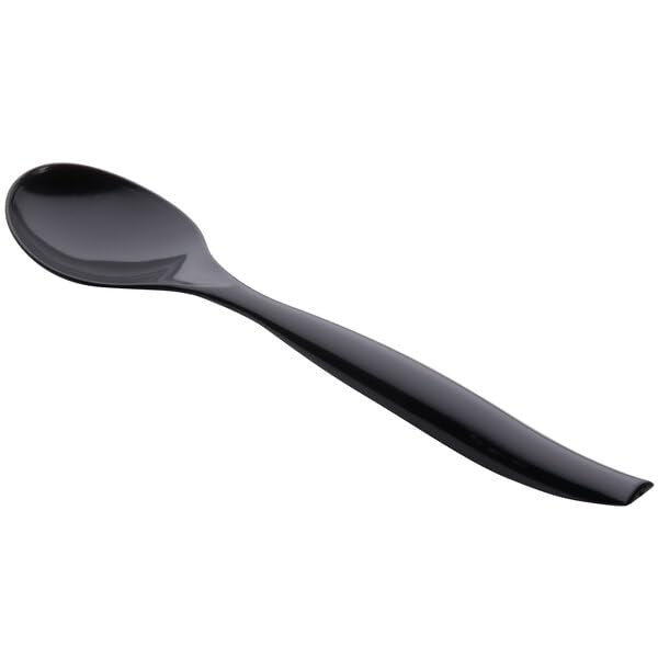 Glownary Black Plastic Disposable Serving Spoons, 10 Inch Length, 72 per Case, for Catering and Events