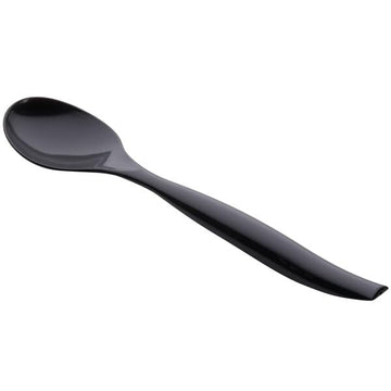 Glownary Black Plastic Disposable Serving Spoons, 10 Inch Length, 72 per Case, for Catering and Events