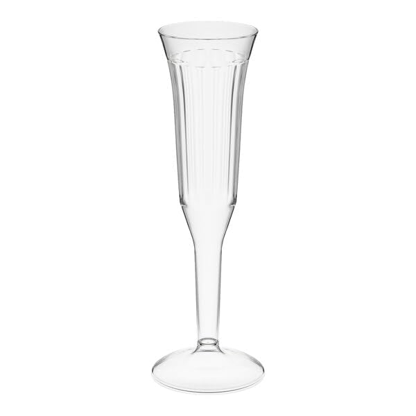Glownary Clear Plastic Champagne Flute, 5 oz, 96 Count, BPA Free, One-Piece Design, Polystyrene Construction, 8.125 Inches Height