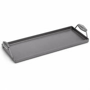 11 x 23 Inch Portable Steel Griddle, Black Rectangle Stovetop Cooking Surface with Heat Resistant Handles, 7 Gauge Polished Steel, Made in USA
