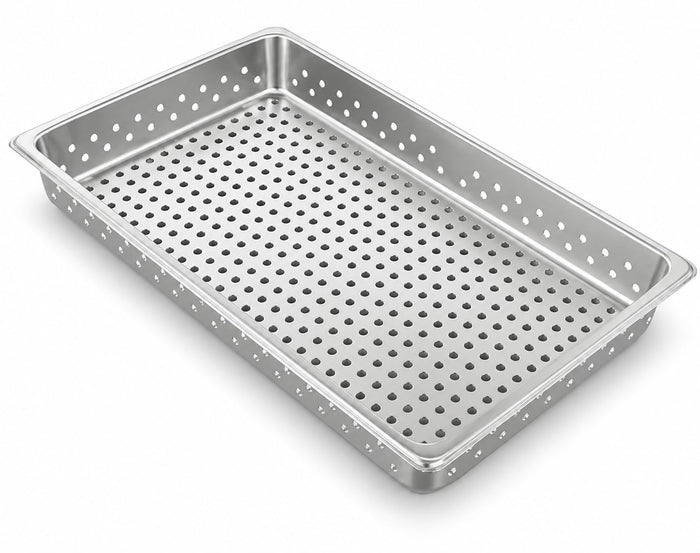 Glownary Full Size Perforated Steam Table Pan, 20.75x12.75x2.5 Inches, 22 Gauge Stainless Steel, Anti-Jam Design, NSF Listed, Made in USA