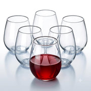 Glownary Clear Plastic Stemless Wine Sampler Glass, 4 oz, PET Construction, BPA Free, Round Shape, 64 per Case, Hand Wash Only