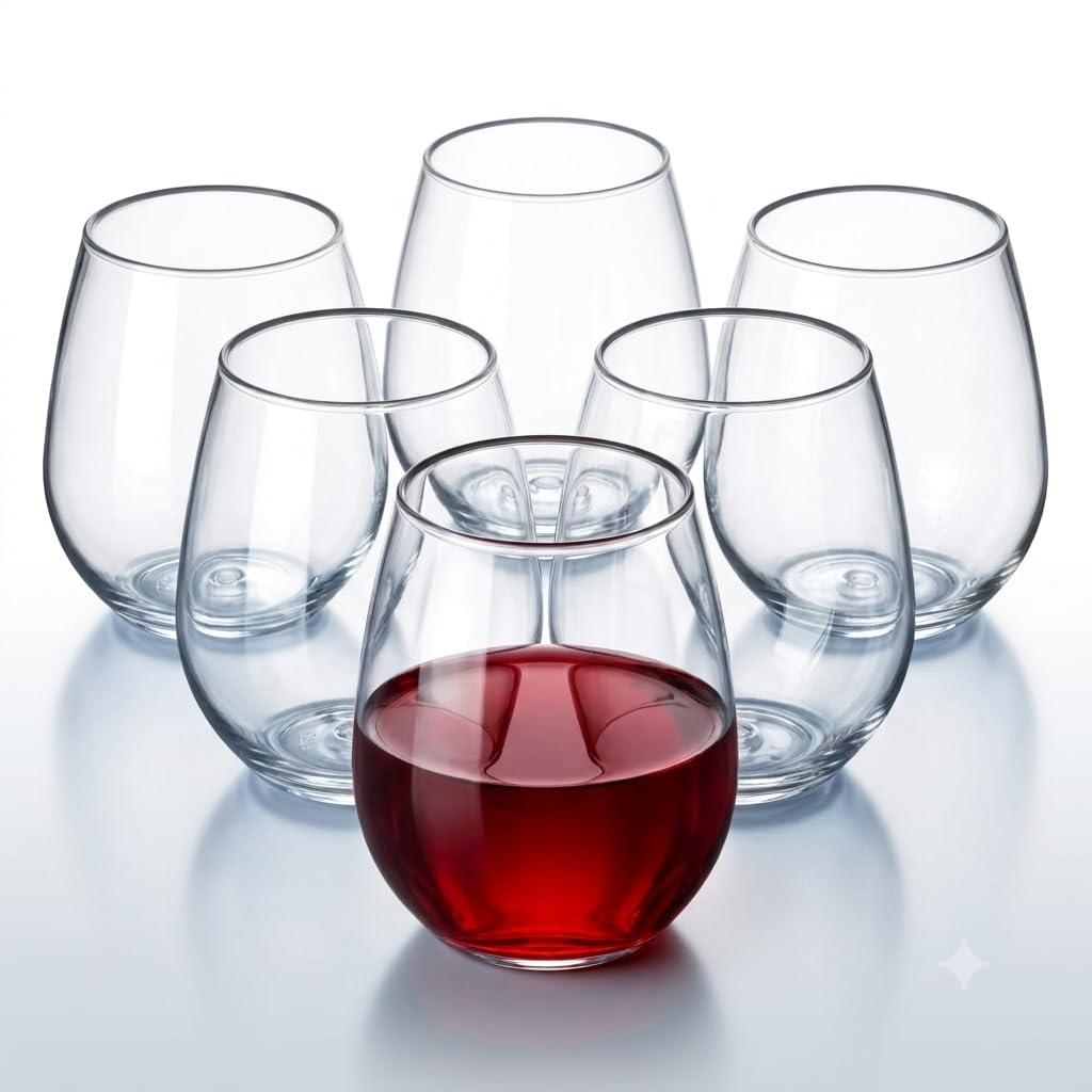 Glownary Clear Plastic Stemless Wine Sampler Glass, 4 oz, PET Construction, BPA Free, Round Shape, 64 per Case, Hand Wash Only