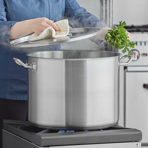 SS1 Series 16 9/16 Inch Stainless Steel Replacement Lid with Handle, Round Shape, 40 Qt Stock Pot Cover, Silver, Commercial Grade, NSF Listed view 7