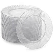 Glownary Wave Clear Plastic Plates, 9 Inch, Polystyrene, Round, Scalloped Edge, BPA Free, for Events and Weddings, 180 Count