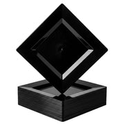 Glownary Square Black Plastic Dinner Plates, 10 Inch, Wide Rim, BPA Free, Recyclable, 120 Count, for Events and Weddings