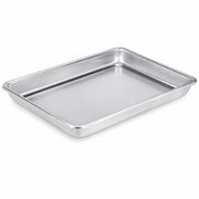 Glownary 1/8 Size Aluminum Sheet Pan, 19 Gauge Wire Rim, Silver, 6.5 x 9.5 x 1 Inch, Freezer and Oven Safe, Stackable, 12 Case view 2