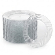 Glownary Wave Clear Plastic Plates, 6 Inch, Polystyrene, Round, Scalloped Edge, BPA Free, for Wedding and Events, 180 Count
