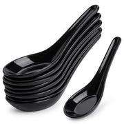 Glownary Black Plastic Asian Soup Spoons, 5.5 Inch, Mini Style, BPA Free, Disposable, 200 Count per Case