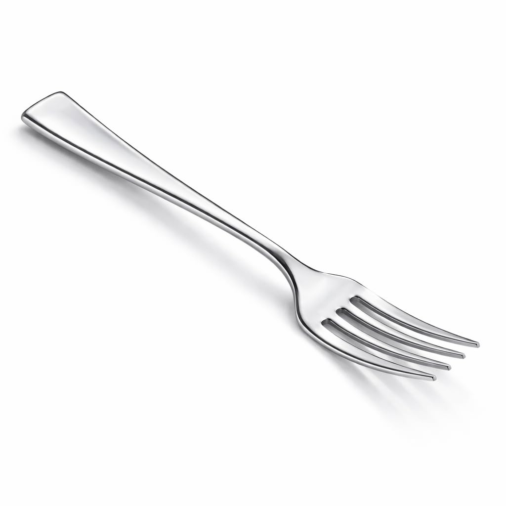 Glownary Silver Plastic Tasting Fork, 4 Inch Heavy Weight, 400 Count Mini Forks, BPA Free, Recyclable Polystyrene for Catering Events and Parties
